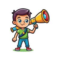 Kid Pretending to Observe with Toy Telescope vector