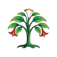 Artistic Angels Trumpet Tree Outline vector