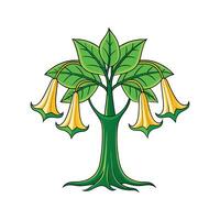 Bold Outline of Angels Trumpet Tree vector