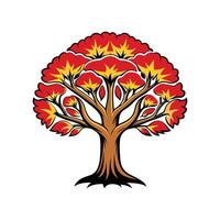 Unique Flame Tree Outline Design vector