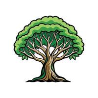Creative Banyan Tree Outline Design vector