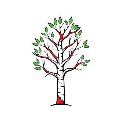 Artistic Birch Tree Outline Design