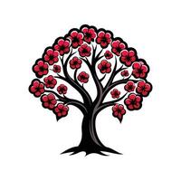 Unique Black Cherry Tree Bold Outline vector