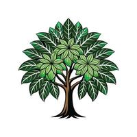 Unique Breadfruit Tree Bold Outline vector