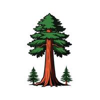 Distinct Giant Sequoia Tree Outline Art vector
