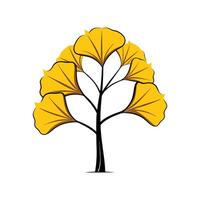 Ginkgo Tree Bold Outline Design 3 vector