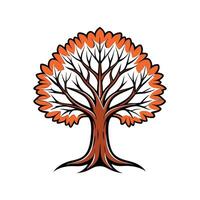 Distinct Hickory Tree Outline Art vector