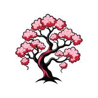 Japanese Cherry Tree Bold Outline Design 2 vector