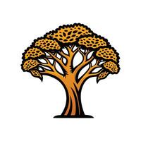 Creative Leopard Tree Outline Artwork vector