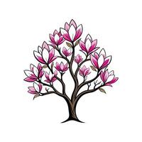 Magnolia Tree Bold Outline Design 1 vector