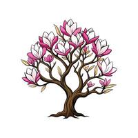 Distinct Magnolia Tree Outline Art vector