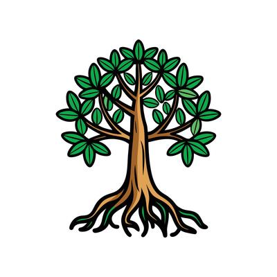Mangrove Tree Bold Outline Design 1