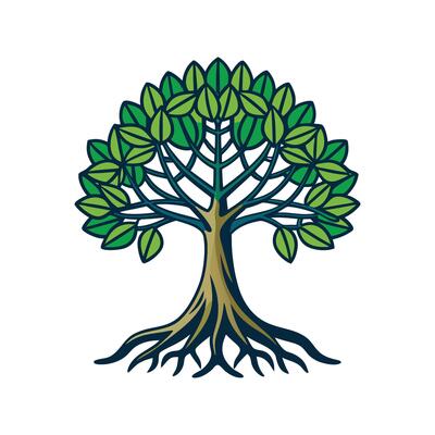 Distinct Mangrove Tree Outline Art