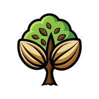 Distinct Nutmeg Tree Outline Art vector