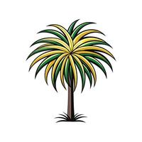 Distinct Ponytail Palm Tree Outline Art vector