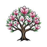 Distinct Queen Magnolia Tree Outline Art vector