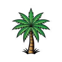 Distinct Queen Palm Tree Outline Art vector