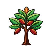 Realistic Amazonian Brazil Nut Tree Bold Outline Design 2 vector