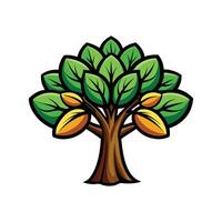 Realistic Amazonian Brazil Nut Tree Bold Outline Design 3 vector