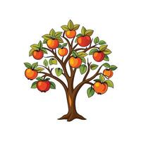 Realistic American Persimmon Tree Bold Outline Design 1 vector