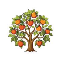 Realistic American Persimmon Tree Bold Outline Design 3 vector