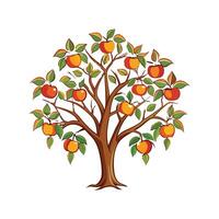 Distinct American Persimmon Tree Outline Art vector