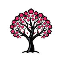 Realistic Black Cherry Tree Bold Outline Design 1 vector