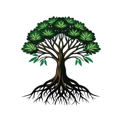Realistic Black Mangrove Tree Bold Outline Design 1