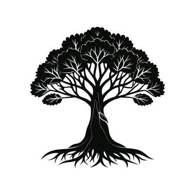 Distinct Black Mangrove Tree Outline Art
