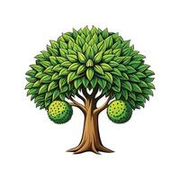 Realistic Indian Breadfruit Tree Bold Outline Design 2 vector