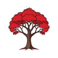 Realistic Indian Red Sandalwood Tree Bold Outline Design 3 vector