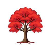 Realistic Northern Red Oak Tree Bold Outline Design 3 vector
