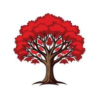 Realistic Scarlet Oak Tree Bold Outline Design 3 vector
