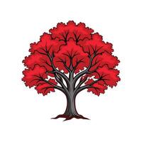 Realistic Scarlet Oak Tree Bold Outline Design 1 vector