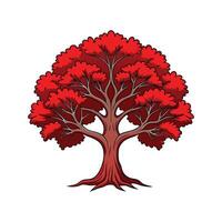 Realistic Scarlet Oak Tree Bold Outline Design 2 vector