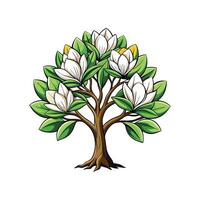 Realistic Sweetbay Magnolia Tree Bold Outline Design 2 vector