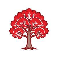 Realistic Red Oak Tree Bold Outline Design 2 vector