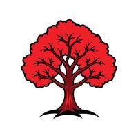 Realistic Red Oak Tree Bold Outline Design 3 vector