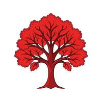 Distinct Red Oak Tree Outline Art vector