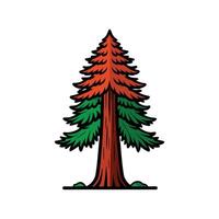 Realistic Redwood Tree Bold Outline Design 1 vector