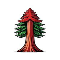 Distinct Redwood Tree Outline Art vector
