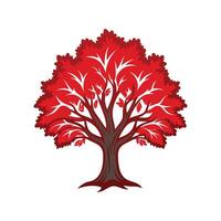 Realistic Scarlet Oak Tree Bold Outline Design 1. vector