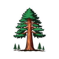 Realistic Sequoia Tree Bold Outline Design 3 vector