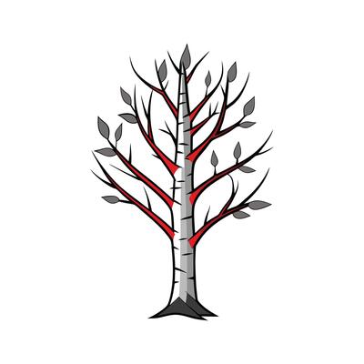 Realistic Silver Birch Tree Bold Outline Design 3.