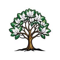 Realistic Southern Magnolia Tree Bold Outline Design 1 vector