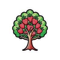 Realistic Strawberry Tree Bold Outline Design 1 vector