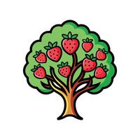 Realistic Strawberry Tree Bold Outline Design 3 vector