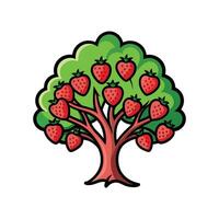 Distinct Strawberry Tree Outline Art vector