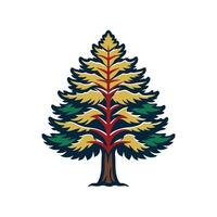 Realistic Tamarack Tree Bold Outline Design 3 vector