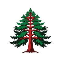 Realistic Western Hemlock Tree Bold Outline Design 1. vector
